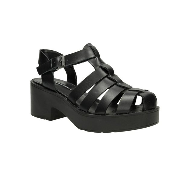WINDSOR SMITH Lily Black Leather 90s Chunky Platform Block Heel Sandals - Picture 4 of 16